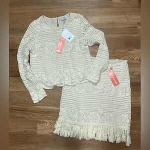 NWT Lucy Paris Wantable Crochet set Skirt Top Size Small